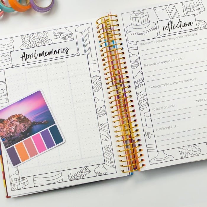 2024 Color Planner open on the cakes memories and reflections page with a Color Cube color palette to assist with color combinations.