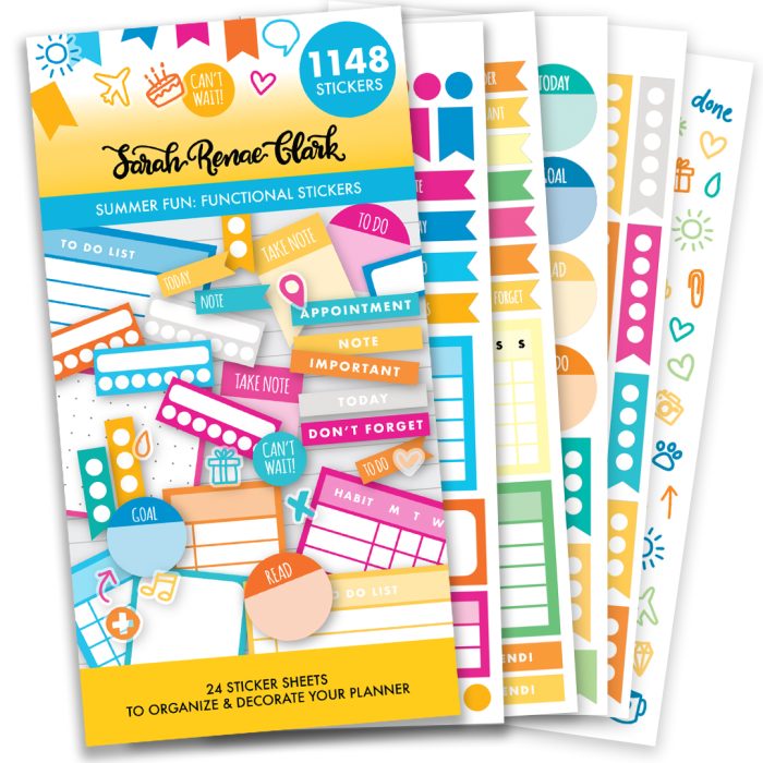 Functional planner stickers to be used in the 2024 Coloring Planner.