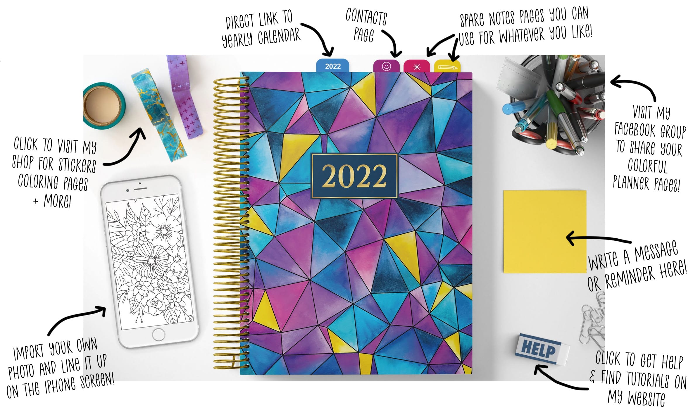2023 Hardcover Coloring Planner - Sarah Renae Clark - Coloring
