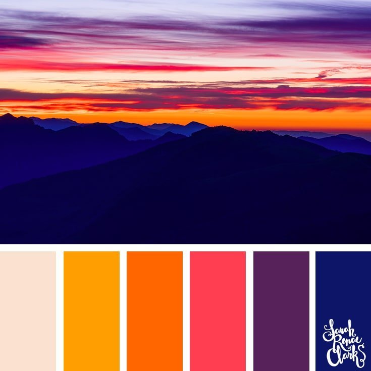 Color Palette #440 a cloudy, fiery sunset sky