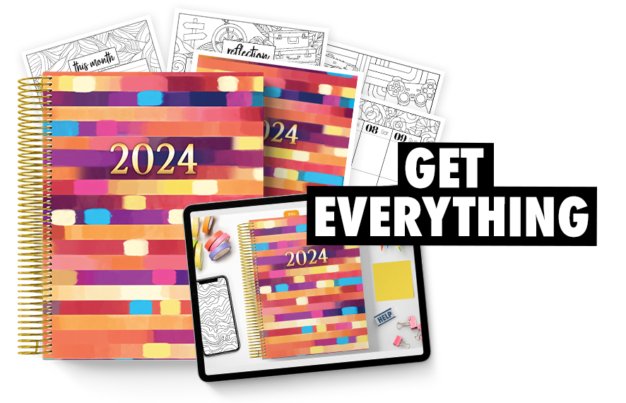 Scratch-resistant hardcover 2024 planner, printable 2024 Planner and digital 2024 Coloring Planner.