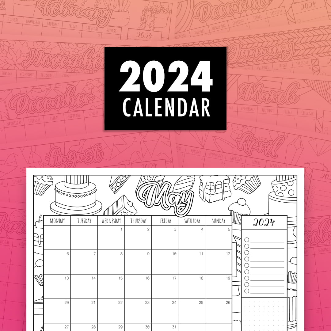 Printable Coloring Calendar 2024 Joy Kettie