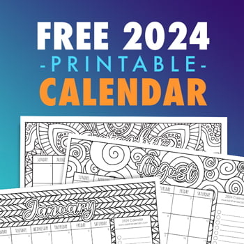 2024 Printable Coloring Calendar PDF by Sarah Renae Clark