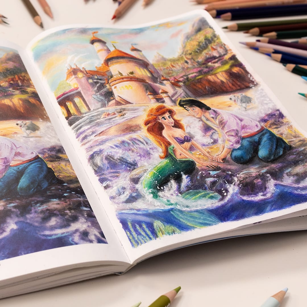 A colored image of the little mermaid with white pen highlights.