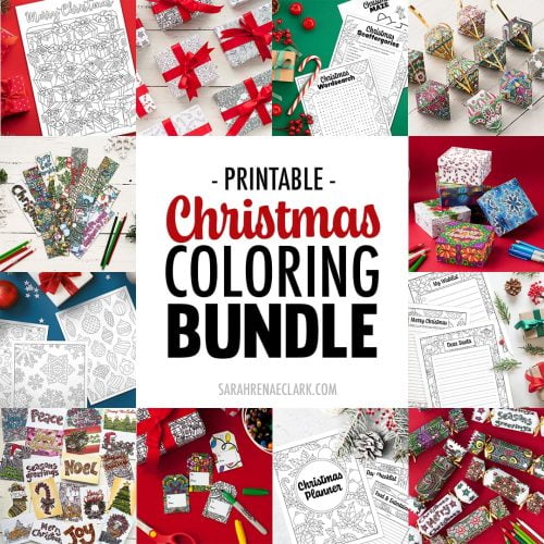 This Ultimate Christmas Coloring Bundle has all your printable Christmas needs including, gift tags, wrapping paper, crackers, gift boxes, ornaments and so much more.