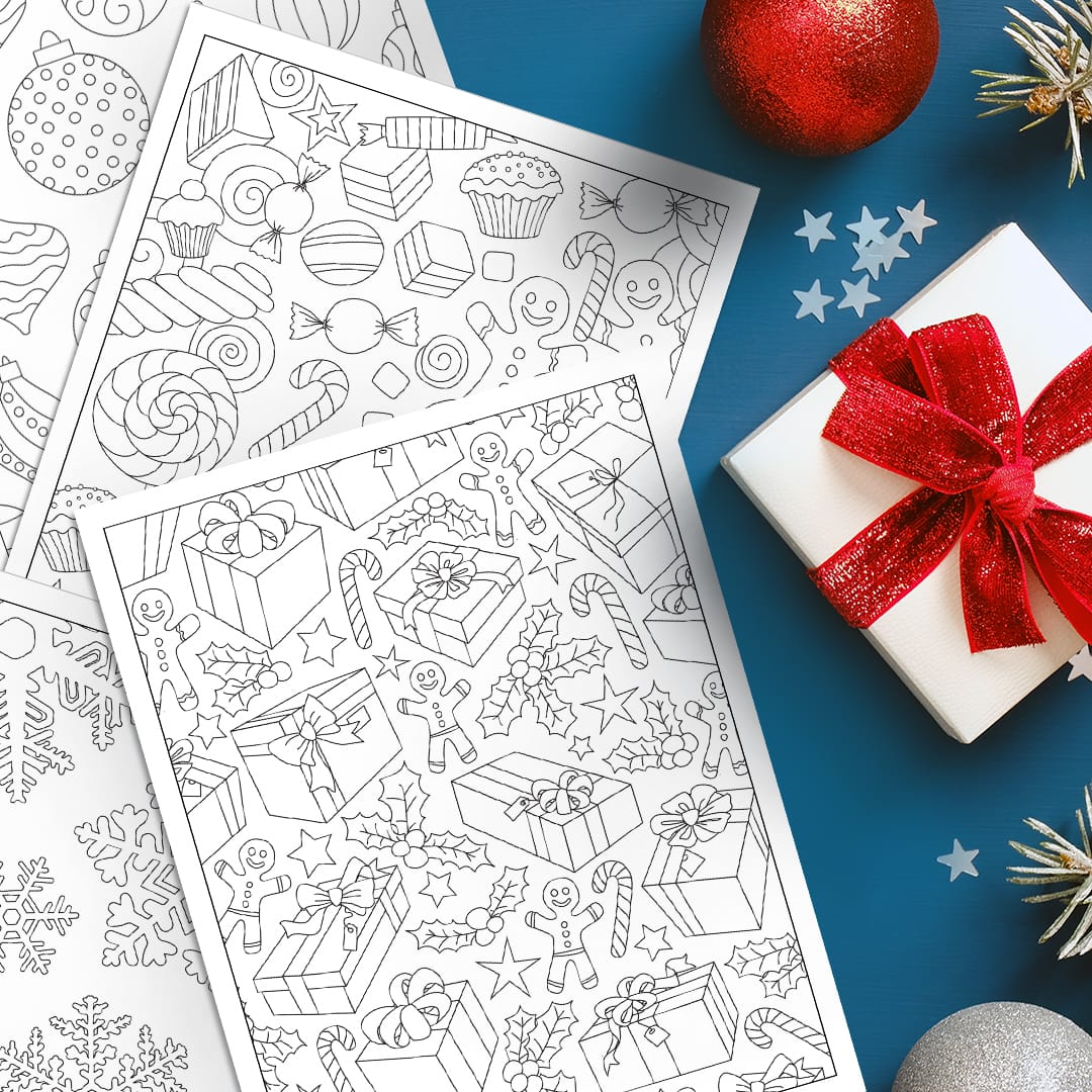 Vintage Christmas Blue Wrapping Paper with Snowflakes Digital Image  Printable Download