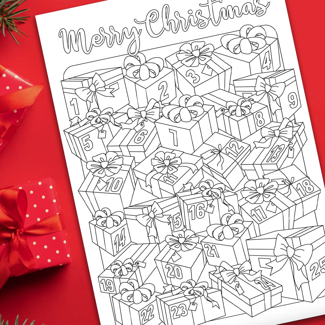 Printable Coloring Christmas Advent Calendar