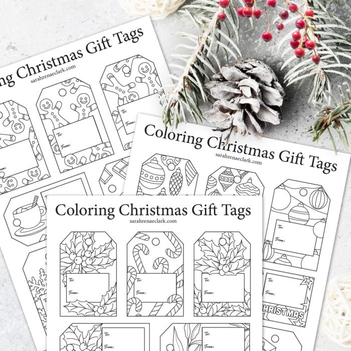 Printable Christmas Gift Tag sheets with DIY cut files and 40 different gift tags