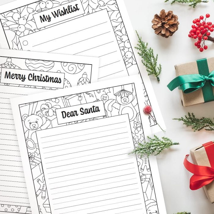 Printable Colorign Christmas Letter heads for letters to santa