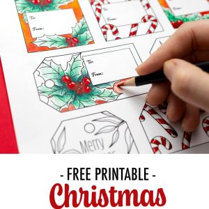 8 coloring Christmas gift tags, free to download and print.