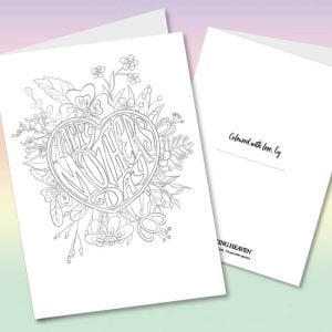 This si a Free Color-In Mother's Day Card from Coloring Heaven that you print and color with colored pencils or marker.