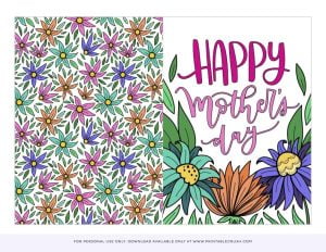 Free Floral Printable Coloring Mother's Day Card from Printable Crush 