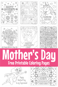 Hugs and Kisses Printable Coloring Mother's Day Card 