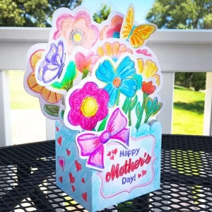 Mother's Day Printable Pop-up Coloring card from Craftidly