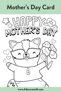 4x free printable Mother's Day coloring card for kids from Faber-Castell that you can color with Colored Pencils or markers.