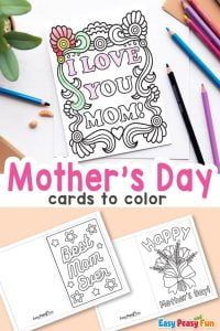 20 Free printable coloring Mother's Day Cards from Easy Peasy and Fun.