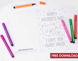 Happy Mother's Day Free Coloring Card with BEARS!