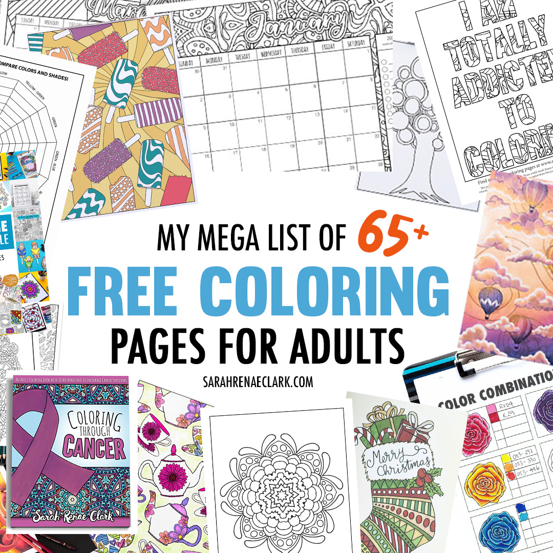 My Mega List of Free Coloring Pages For Adults includes all 65 of my printable coloring pages all free for you to download and print.