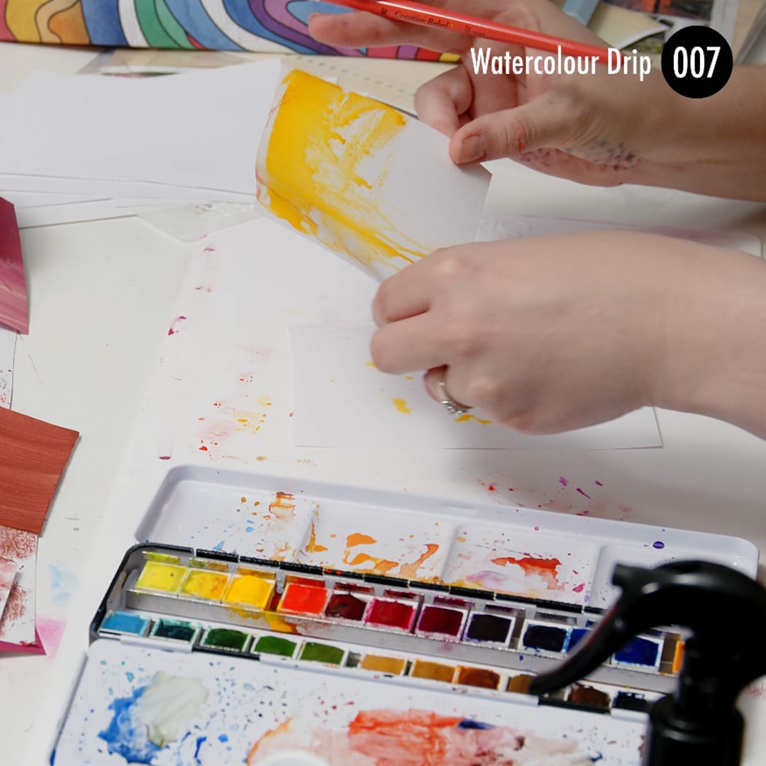 Try to drip your watercolour for added effect in your mixed media art