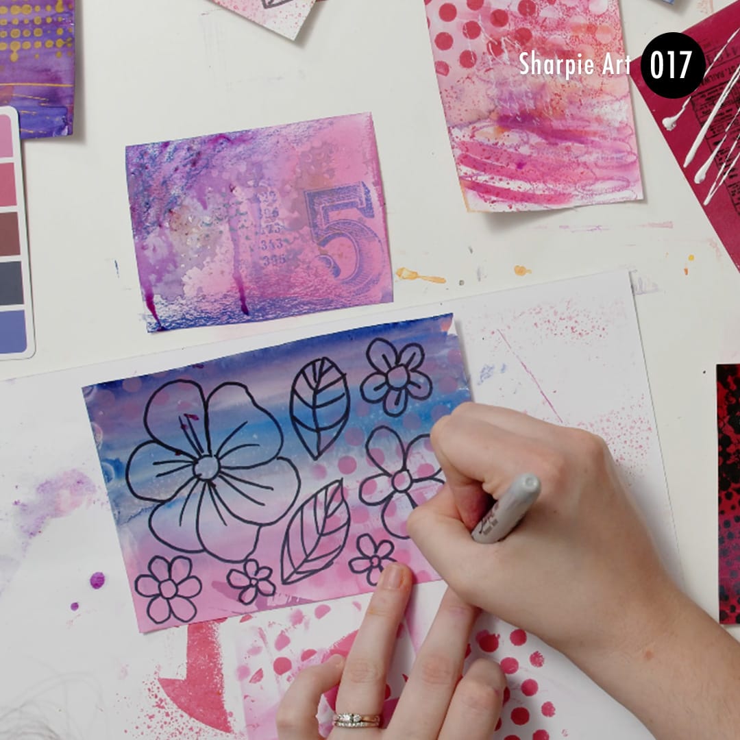 Using Sharpie markers to create art in your mixed media art