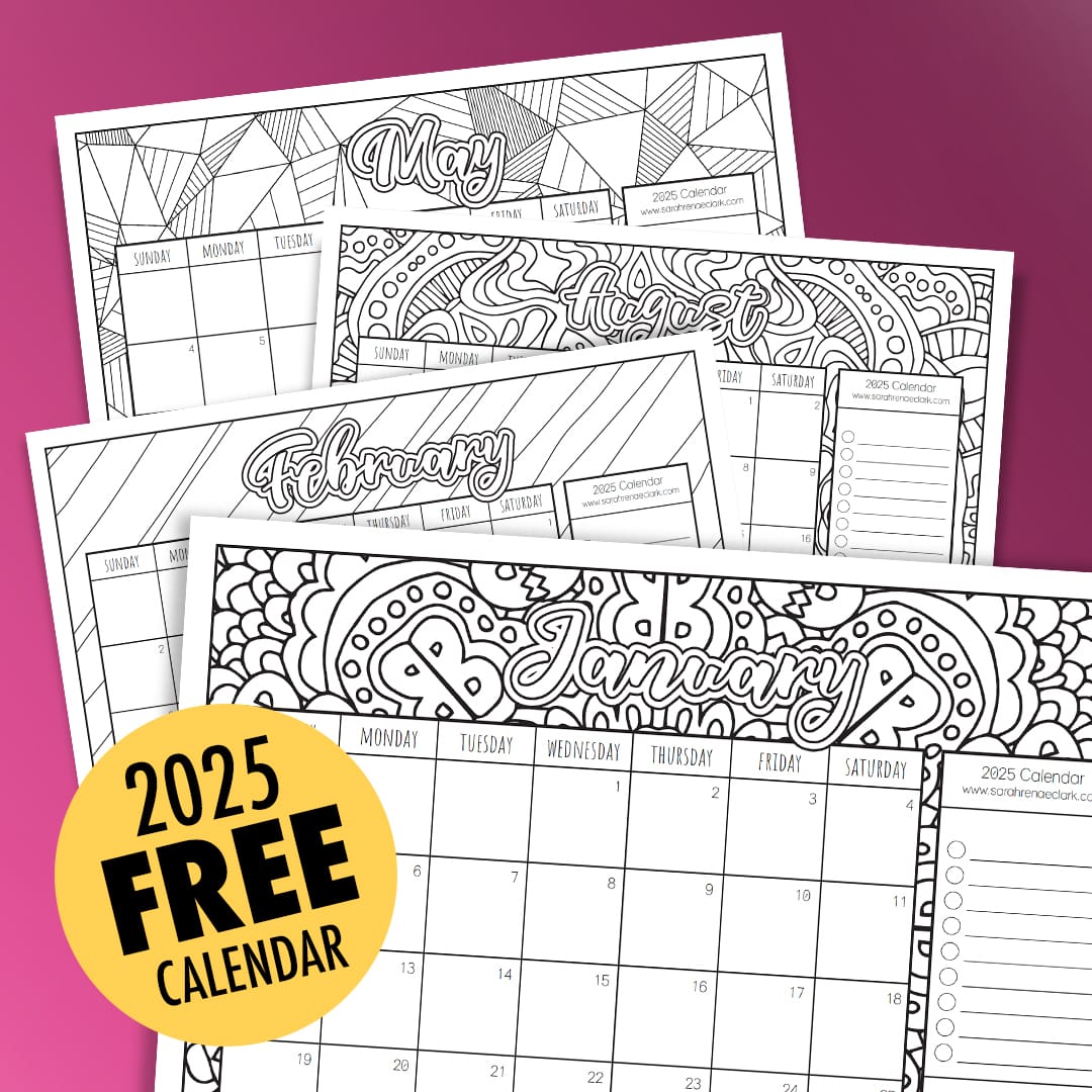 Download and color in my FREE 2025 Printable Coloring Calendar.