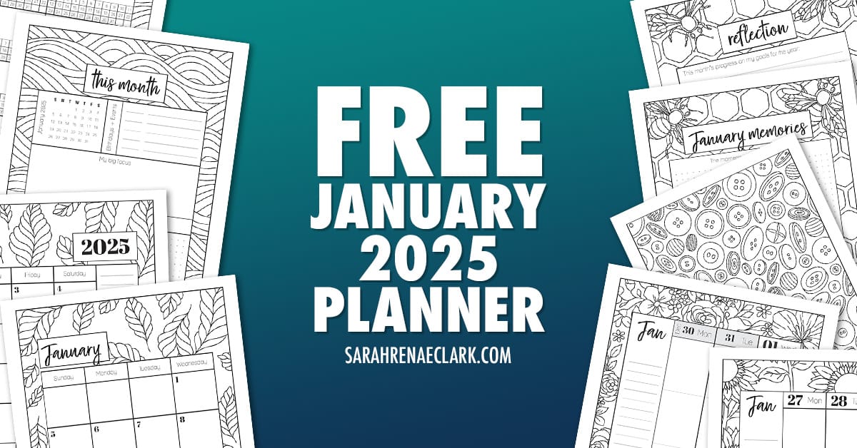 Free Colouring January 2025 Planner