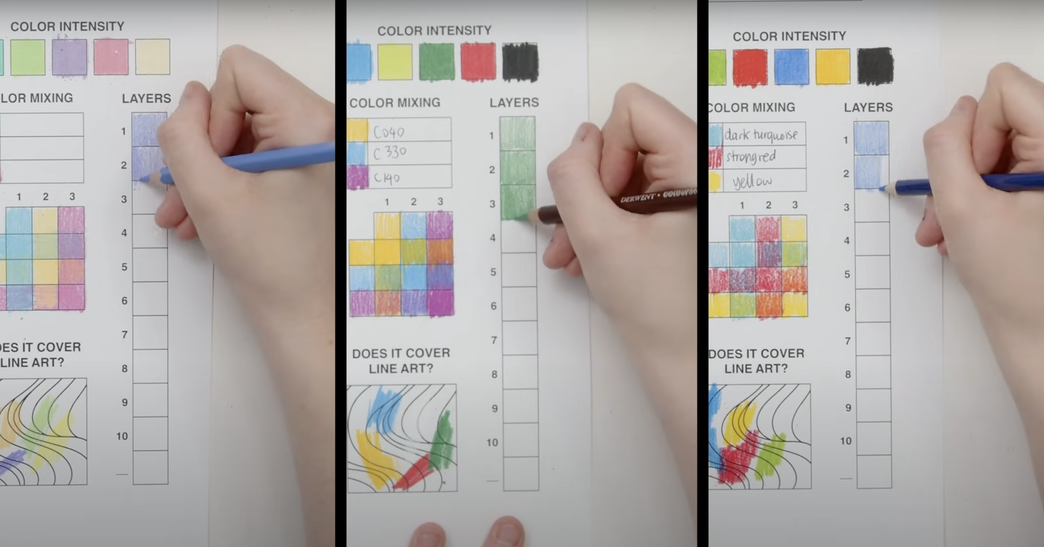 I used this chart to test the best colored pencils for layering