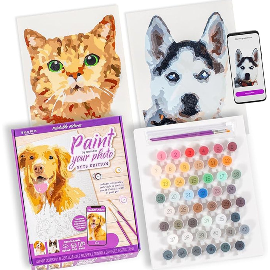 Paintable Pictures - Paint your Pets is a Christmas gift idea for pet and art lovers.