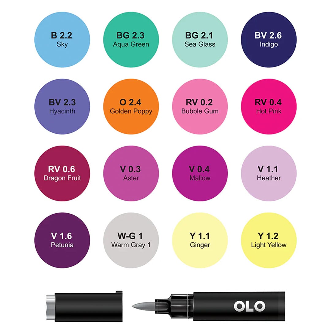 OLO Markers 16 half brush set