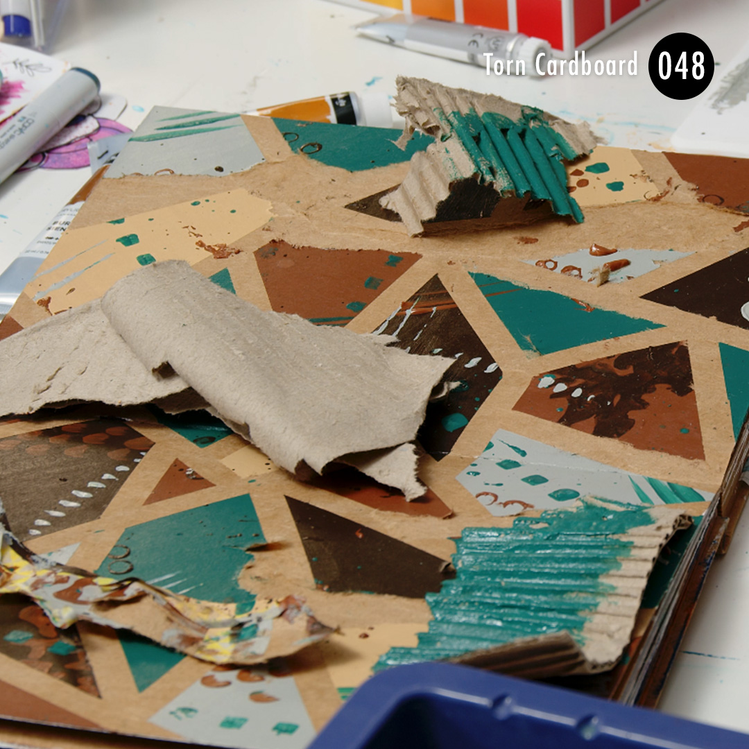 Add a fun texture to your mixed media artwork with torn up cardboard