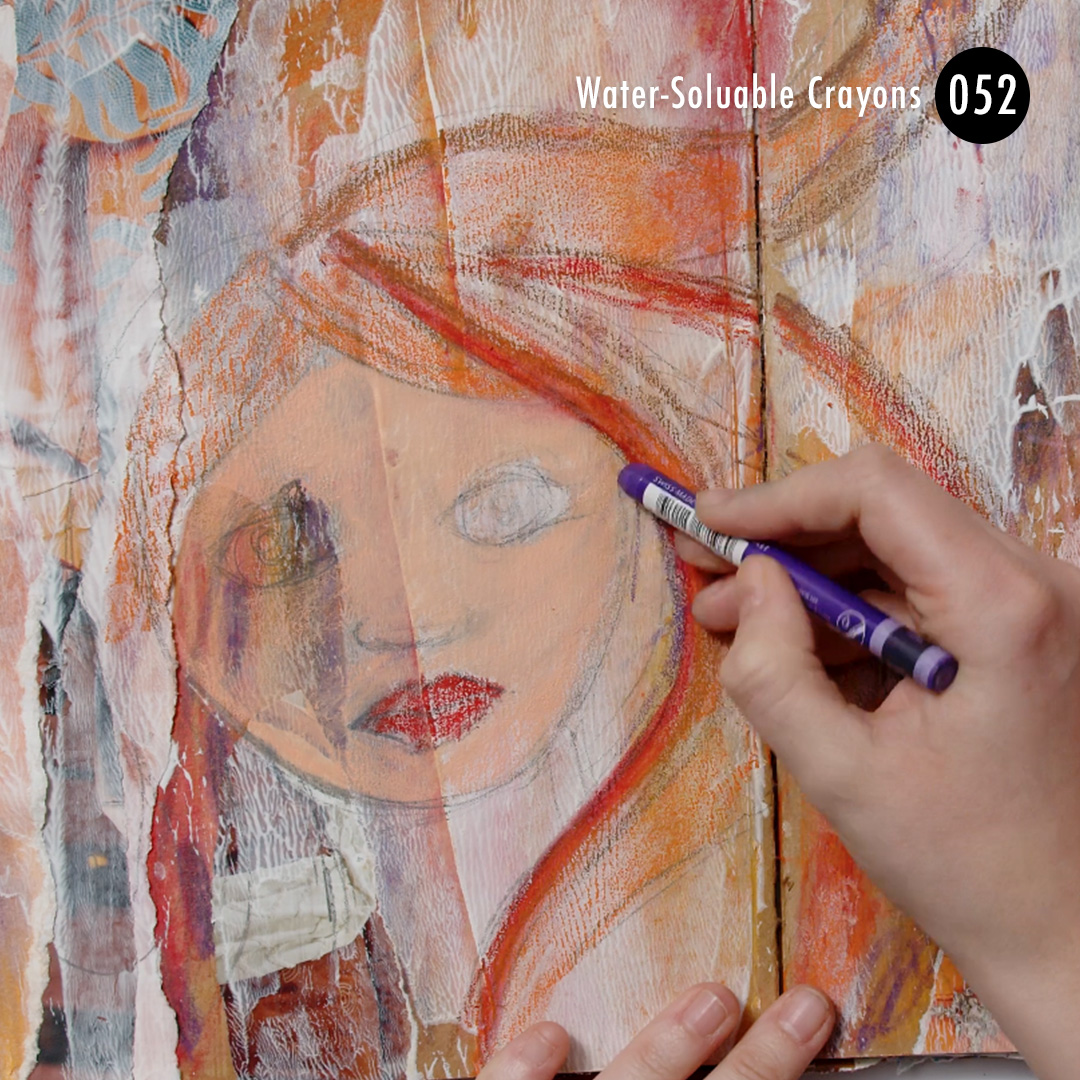 grab your water-soluble crayons to add some colour to your mixed media art journal