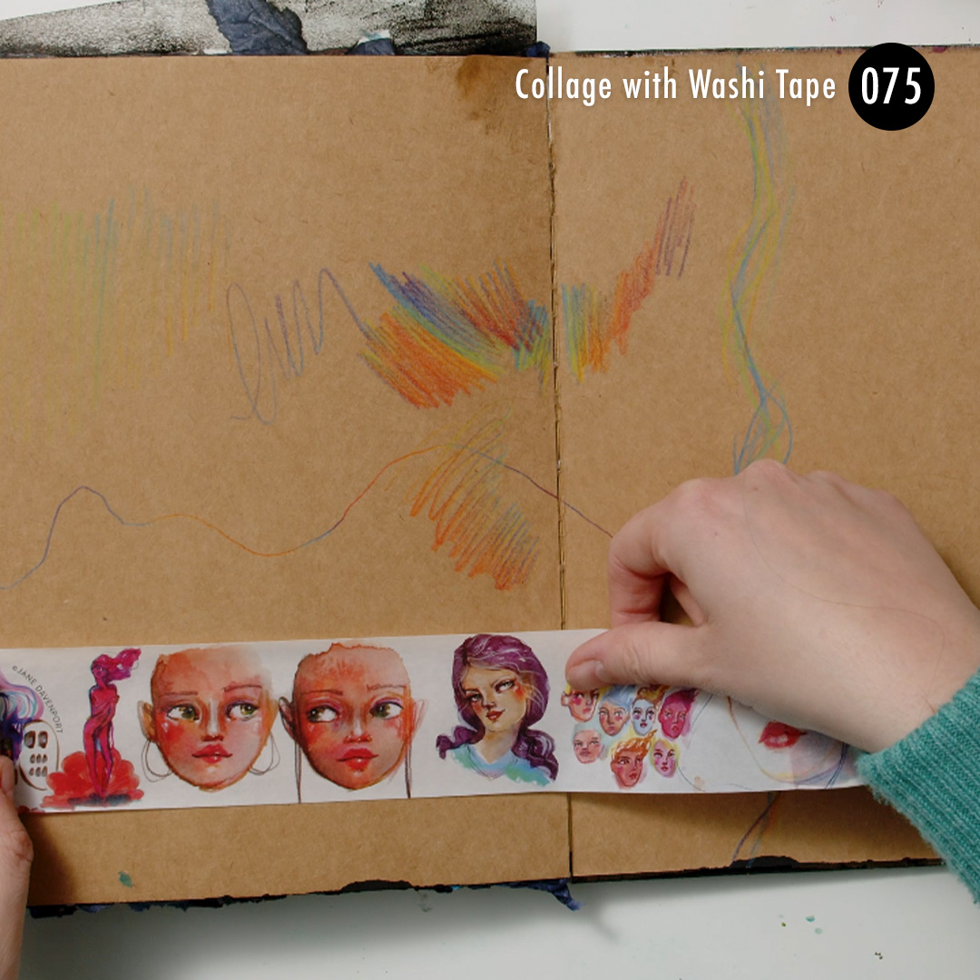 Create a collage with washi tape to your mixed media art journal