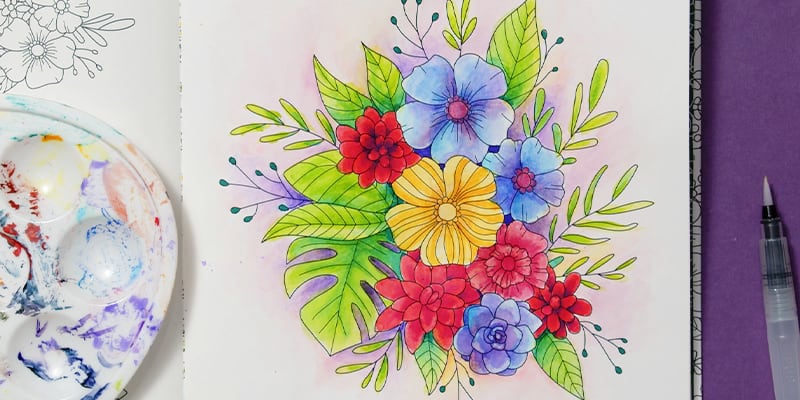 Water-based artwork using water-based markers and water.